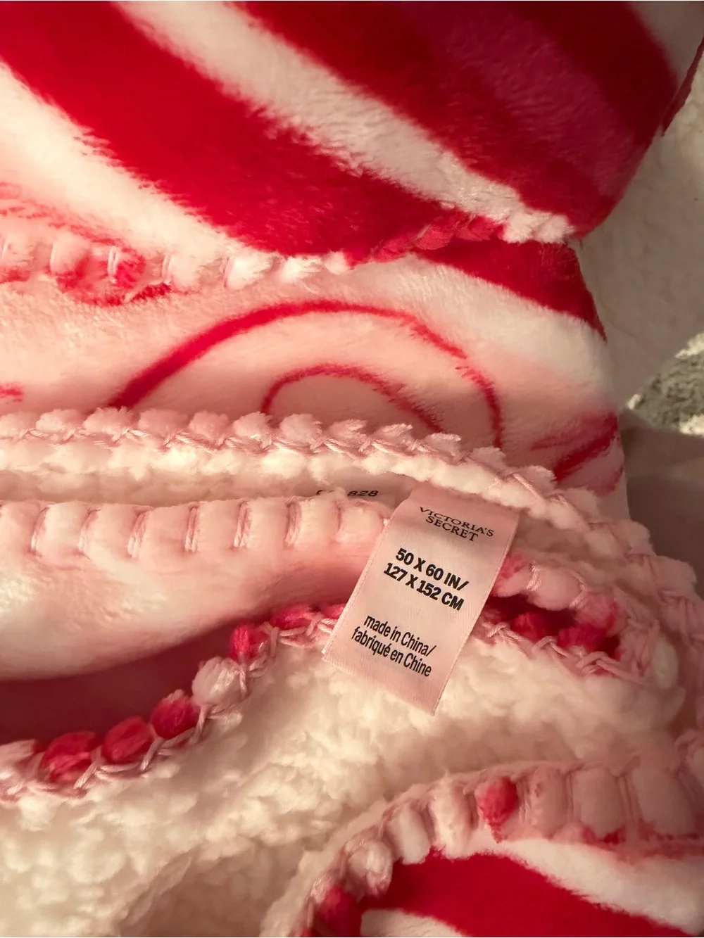 Victoria's Secret Pink and Red Logo Plush Blanket